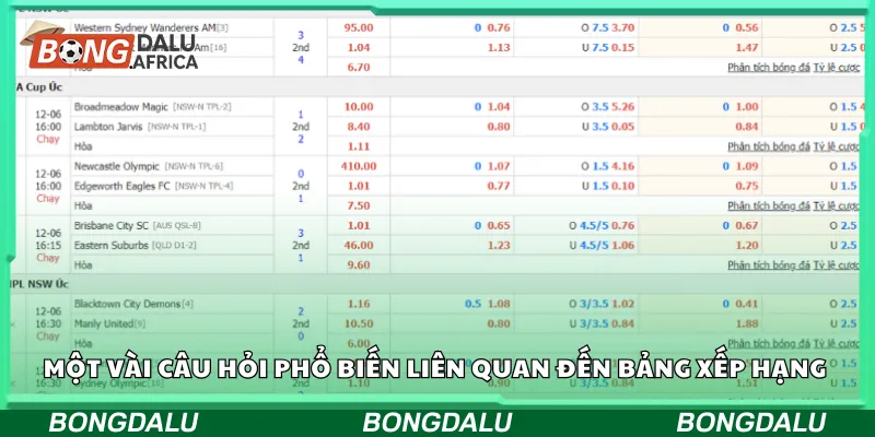 Một vài câu hỏi phổ biến liên quan đến bảng xếp hạng 