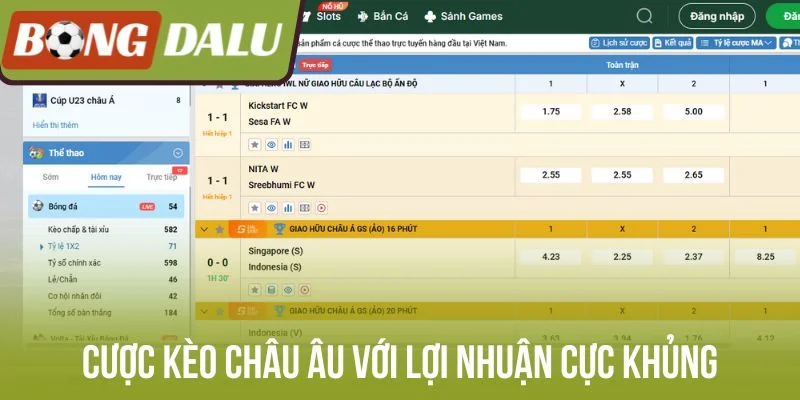 Cược kèo Châu Âu với lợi nhuận cực khủng