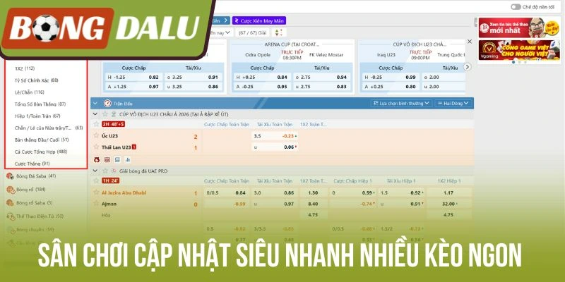 Sân chơi cập nhật siêu nhanh nhiều kèo ngon 