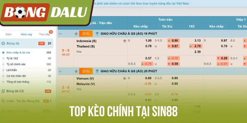 Top kèo chính tại Sin88